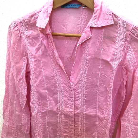 Johnny Was Pink Embroidered Button Down Blouse XS - Picture 3 of 13